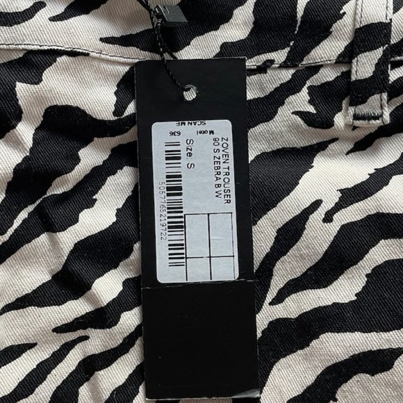 NWT Motel Rocks Zoven Trouser in 90's Zebra Black and White - Picture 3 of 4